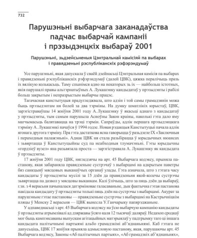 Парушэньні выбарчага заканадаўства падчас выбарчай кампаніі і прэзыдэнцкіх выбараў 2001