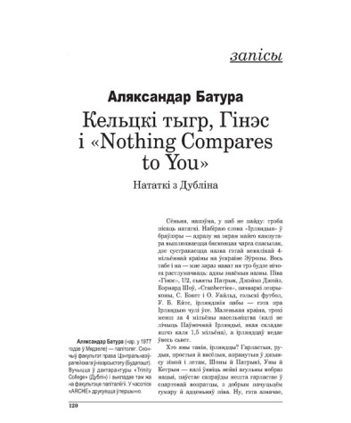 Кельцкі тыгр, Гінэсі “Nothing Compares to You”. Нататкі з Дубліна