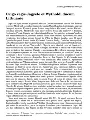 Origo regis Jagyelo et Wytholdi ducum Lithuanie