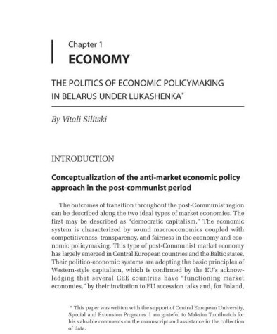 The politics of Economic Policymaking in Belarus under Lukashenka