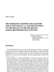 The Divergence between Declaratory and Action Policy: U.S. Non-Recognition of the Results of the Belarusian March 2006 Presidential Election