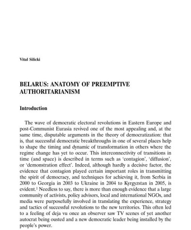Belarus: Anatomy of Preemptive Authoritarianism