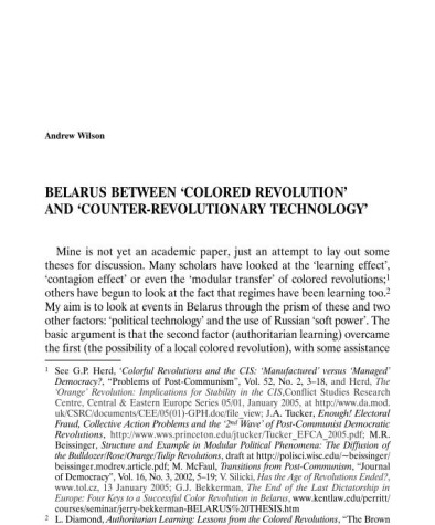 Belarus Between ‘Colored Revolution’ and ‘Counter-Revolutionary Technology