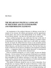 The Belarusian Political Landscape of Discourse and its Iconographic and Performative Elements 