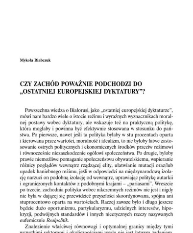  Czy Zachód poważnie podchodzi do „ostatniej europejskiej dyktatury”?