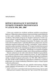 Różnice regionalne w kontekście wyników wyborów prezydenckich w latach 1994, 2001, 2006
