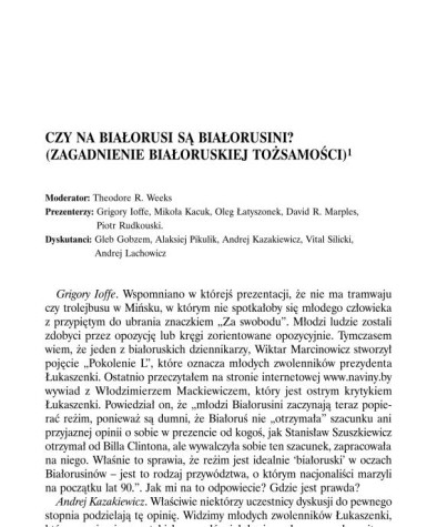 Czy na Białorusi są Białorusini? (zagadnienie białoruskiej tożsamości)