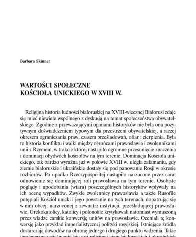 Wartości społeczne Kościoła unickiego w XVIII w.