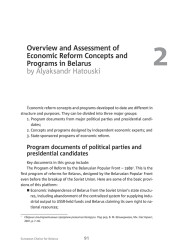 Overview and Assessment of Economic Reform Concepts and Programs in Belarus