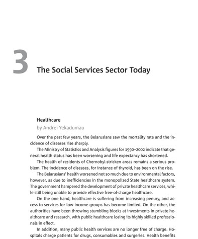 The Social Services Sector Today (Healthcare)