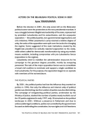 Actors on the Belarusian Political Scene in 2001