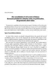 (De)-consolidation of civil society in Belarus: decreased potential for solidarity action, de-politicisation, disagreements about values