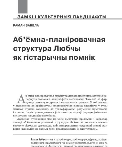 Аб’ёмна-планіровачная структура Любчы як гістарычны помнік 